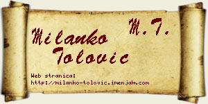 Milanko Tolović vizit kartica